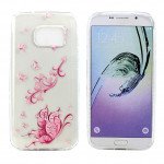 Wholesale Galaxy S7 Edge Crystal Clear Soft Design Case (Pink Butterfly)